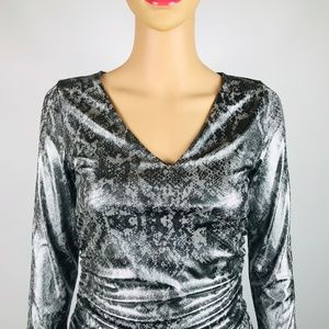 Silver Simple Snake Printed Ruched Top K#16